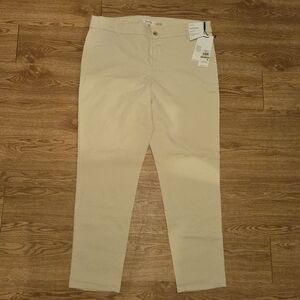 NWT Calvin Klein Beige/Khaki Mid Rise Slim Fit Pants (Size 14)
